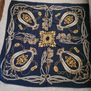 Equestrian Theme Navy Italian Scarf